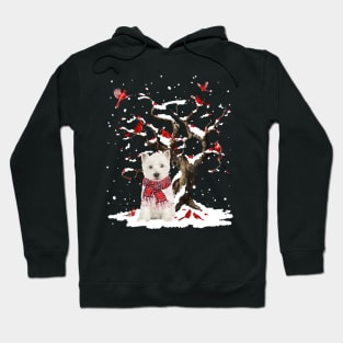 West Highland White Terrier Scarf Cardinal Snow Christmas Hoodie